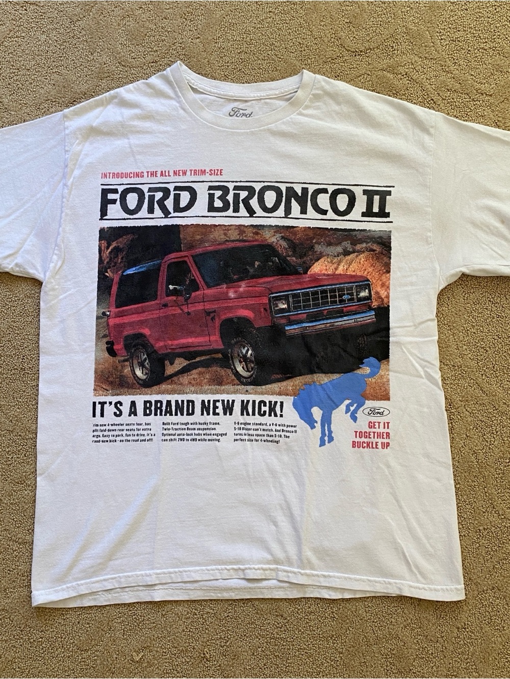 Ford Bronco II Graphic T-Shirt Ivory Color Size Medium Urban Outfitters Retro